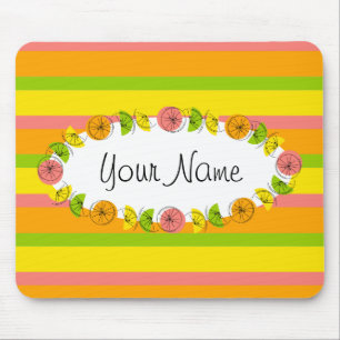 Citrus Oval Classic Stripe Mousepad