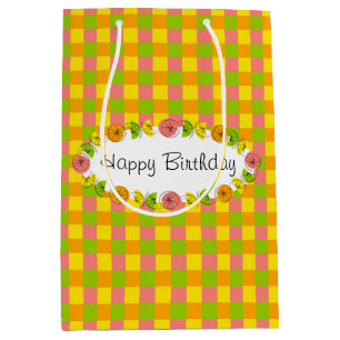 Citrus Oval Karo Geburtstagsgeschenktasche Mittlere Geschenktüte