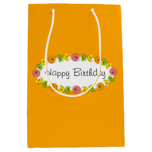 Citrus Oval Orange Geburtstagsgeschenktasche Mittlere Geschenktüte