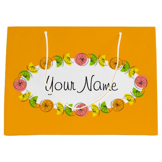 Citrus Oval Orange Name Geschenktasche groß Große Geschenktüte (Vorderseite)