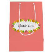 Citrus Oval Pink Danke, Medium Mittlere Geschenktüte (Rückseite)