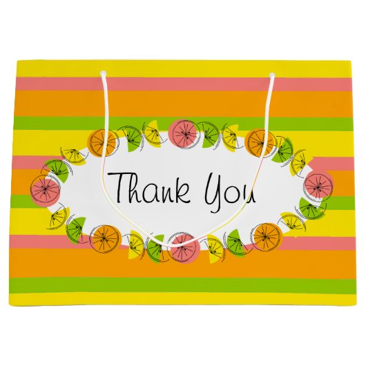 Citrus Oval Stripe Classic Vielen Dank. Große Geschenktüte (Vorderseite)