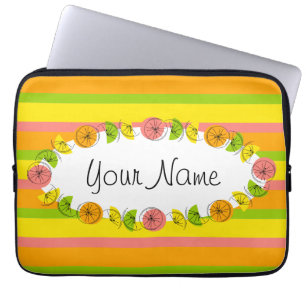 Citrus Oval Stripe Klassische Notebookhülle Laptopschutzhülle