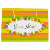 Citrus Oval Stripe Klassischer Name Geschenktasche Große Geschenktüte (Rückseite)