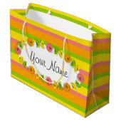 Citrus Oval Stripe Klassischer Name Geschenktasche Große Geschenktüte (Rückseite Schrägansicht)