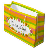 Citrus Oval Stripe Klassischer Name Geschenktasche Große Geschenktüte (Vorderseite Schrägansicht)