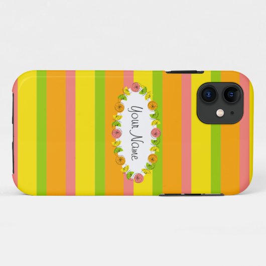 Citrus Oval Stripe Klassischer Name iPhone Fall Case-Mate iPhone Hülle (Rückseite (Horizontal))