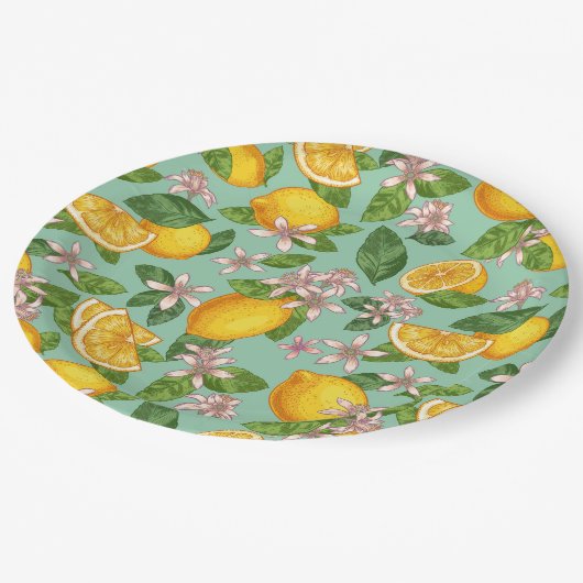 Citrus Papierplatte Pappteller (Schrägansicht)