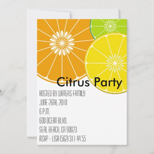 Citrus-Party Einladung (Vorderseite)