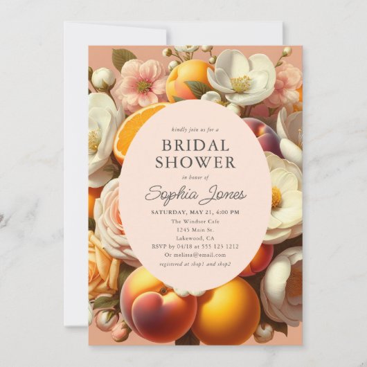 Citrus Pastel Blooms Peach CotattegcoreEinladung Einladung (Vorderseite)