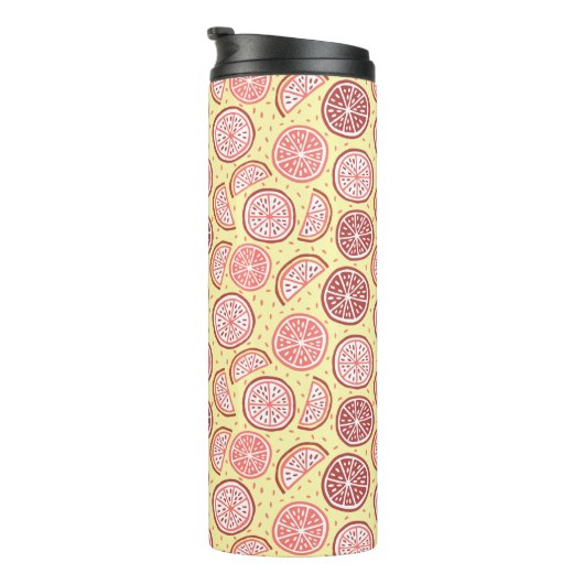 Citrus Pattern Custom Monogram Tumbler Thermosbecher (Nach rechts gedreht)