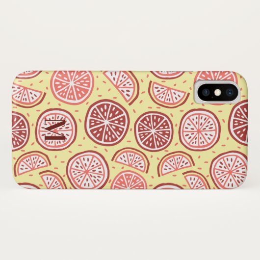 Citrus Pattern kundenspezifische monogramm Telefon Case-Mate iPhone Hülle (Rückseite (Horizontal))