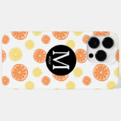 Citrus Pattern Orange Lemon Round Monogram White Case-Mate iPhone Hülle (Rückseite (Horizontal))