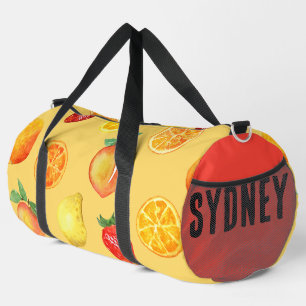 Citrus & Peaches Red Side Individuelle Name Duffle Bag