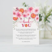 Citrus Pink Aquarell Blume Kinderdusche Dankeskarte (Stehend Vorderseite)