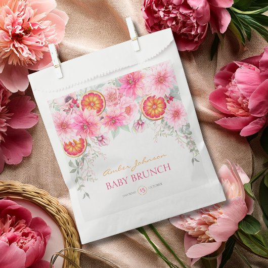 Citrus Pink Aquarell Blume Kinderdusche Geschenktütchen