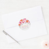 Citrus Pink Aquarell Blume Kinderdusche Runder Aufkleber (Umschlag)