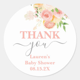 Citrus pink Baby Shower Classic Round Sticker