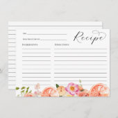 Citrus Pink Blume Brautparty Rezept Karte (Vorne/Hinten)