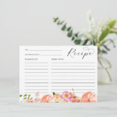 Citrus Pink Blume Brautparty Rezept Karte (Stehend Vorderseite)