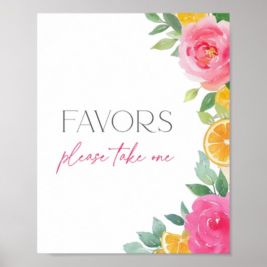 Citrus Pink Blumendusche Favoriten Unterschrift Poster (Vorne)