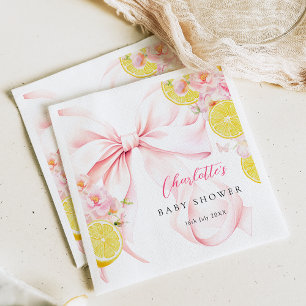 Citrus Pink Bow Lemon Baby Dusche Serviette