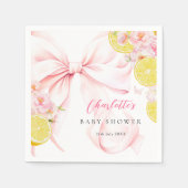 Citrus Pink Bow Lemon Baby Dusche Serviette (Vorderseite)