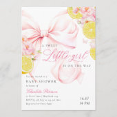 Citrus Pink Bow Lemon Baby Shower Invitation Einladung (Vorderseite)