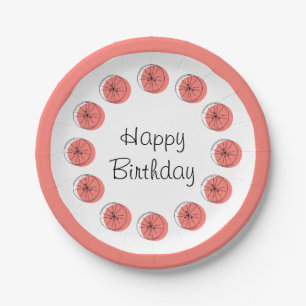 Citrus Pink Circle Alles Gute zum Geburtstag Pappteller