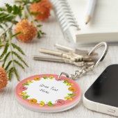 Citrus Pink Circle Monogram beidseitig Schlüsselanhänger (Vorderseite rechts)