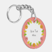 Citrus Pink Circle Monogram beidseitig Schlüsselanhänger (Vorderseite links)