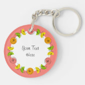 Citrus Pink Circle Monogram beidseitig Schlüsselanhänger (Rückseite)