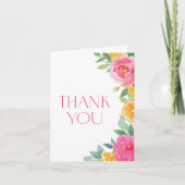 Citrus Pink Floral Baby Dusche Dankeskarte (Vorderseite)