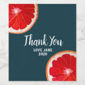 Citrus pink grapefruit modern danke geschenk weinetikett (Einzelnes Label)