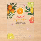 Citrus Pink Main Squeeze Brautparty Brunch Acryleinladungen (Vorderseite)