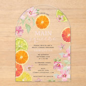 Citrus Pink Main Squeeze Brautparty Brunch Acryleinladungen (Vorderseite)
