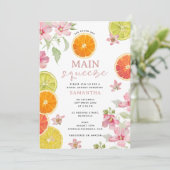 Citrus Pink Main Squeeze Brautparty Brunch Einladung (Stehend Vorderseite)