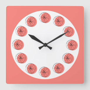 Citrus Pink Mehrtakt Quadratische Wanduhr