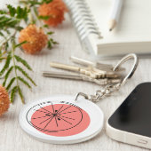 Citrus Pink Monogram Kreis doppelseitig Schlüsselanhänger (Vorderseite rechts)
