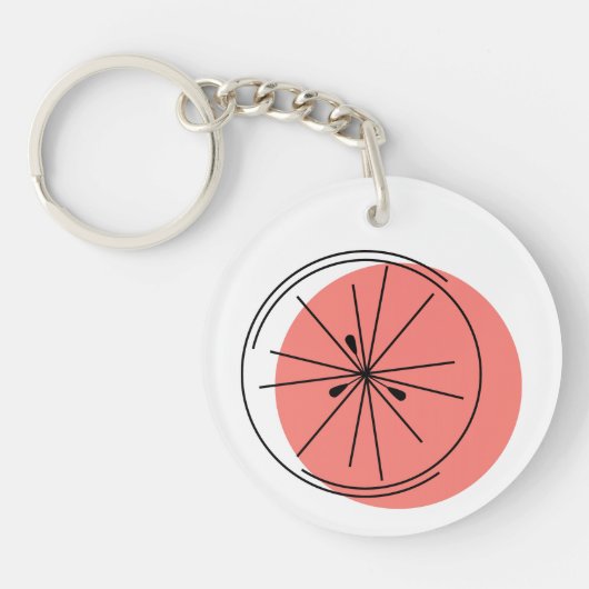 Citrus Pink Monogram Kreis doppelseitig Schlüsselanhänger (Vorderseite)