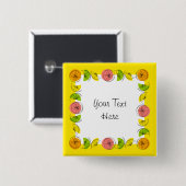 Citrus Quadratzoll Gelber Text Button (Vorne & Hinten)
