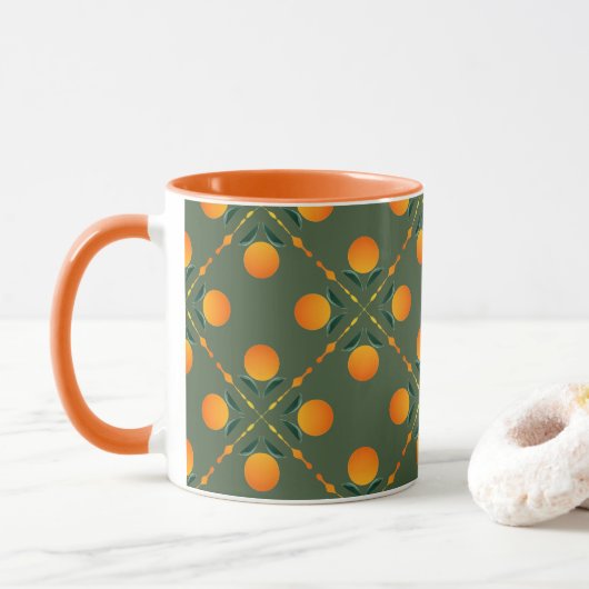 Citrus Quilt Print Graphic Art Tasse (Mit Donut)