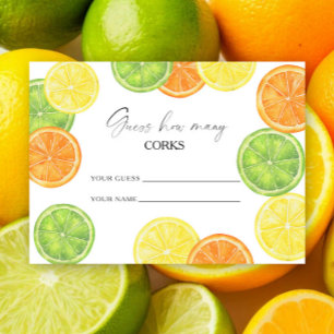 Citrus - rate wie viele Korken Hochzeitsspiel Begleitkarte
