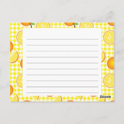 Citrus Recipe Card Postkarte (Rückseite)