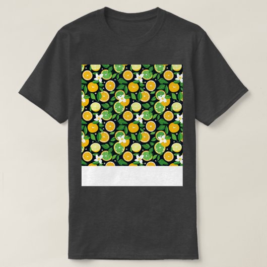 Citrus Seamless Pattern Lemon Limon Orange Mandari T-Shirt (Design vorne)
