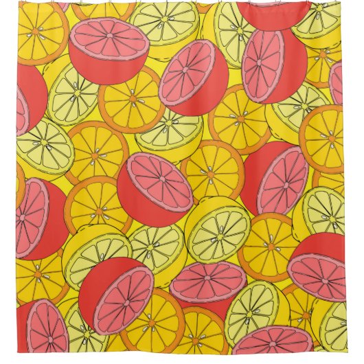 Citrus seamless pattern many oranges, lemons, grap duschvorhang (Vorderseite)