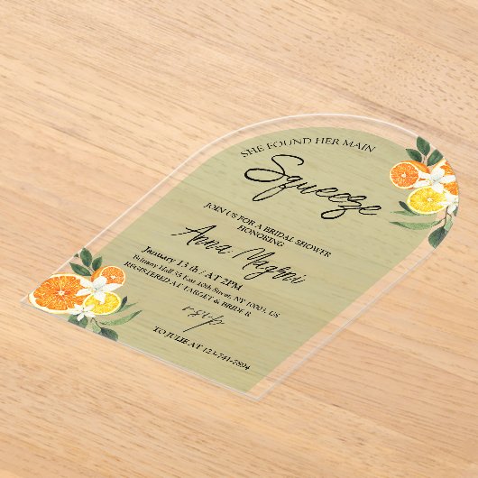 Citrus Sie fand ihr Haupt-Squeeze-Brautparty Acryleinladungen (Ablage )