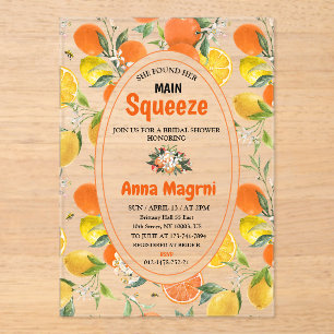 Citrus Sie fand ihr Haupt-Squeeze-Brautparty Acryleinladungen