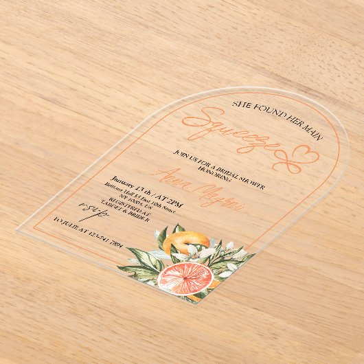 Citrus Sie fand ihr Haupt-Squeeze-Brautparty Acryleinladungen (Ablage )