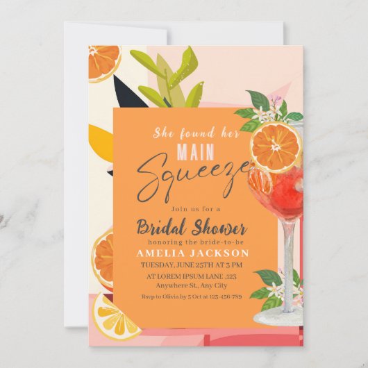 Citrus Sie fand ihr Haupt-Squeeze-Brautparty Einladung (Vorderseite)